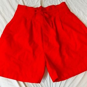 High waisted flared cotton canvas vintage shorts